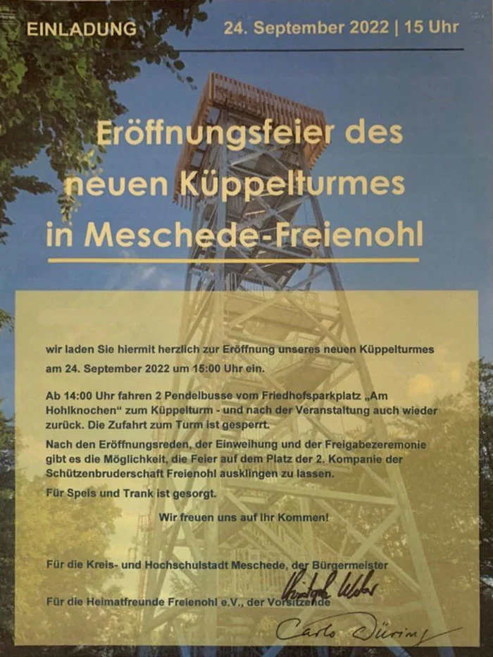 Küppelturmeröffnung am 24.09.2022 um 15 Uhr
